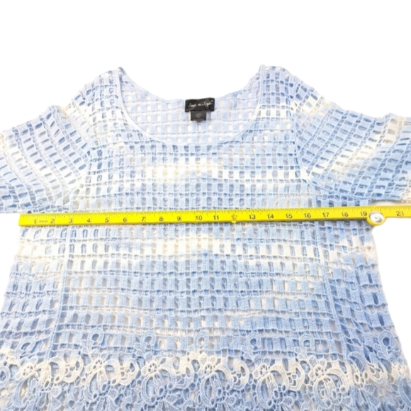 Step In Style One Size Women's Crochet Baby Blue Blouse 100% Cotton - Picture 8 of 14
